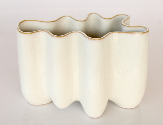 Ruffled Off White Jar